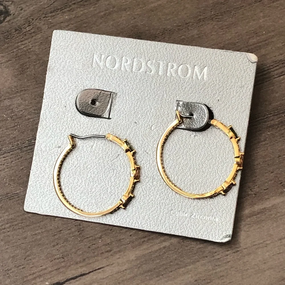 New Nordstrom inside out cubic zirconia hoop earrings - Picture 2 of 8